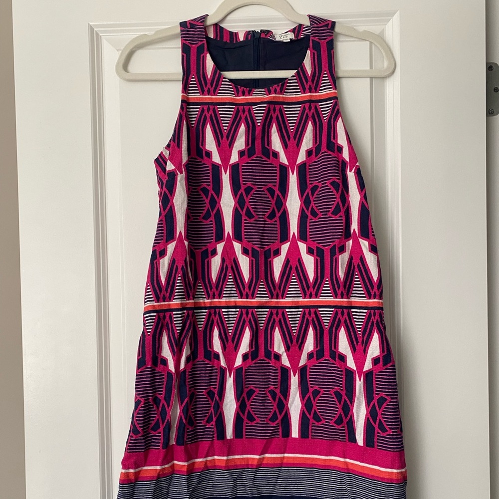 Geometric Pink and Blue Sleeveless Dress